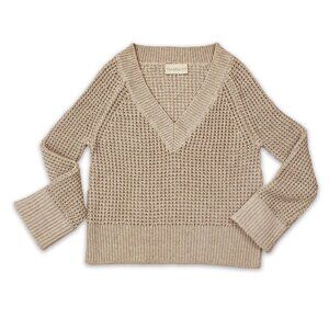 NWOT Classic Six Brigitte Linen Sweater Oatmeal Large